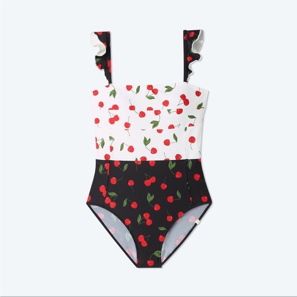 NWT Summersalt ruffle oasis Cherry Print One-Piece Swimsuit size 2 - Picture 1 of 7
